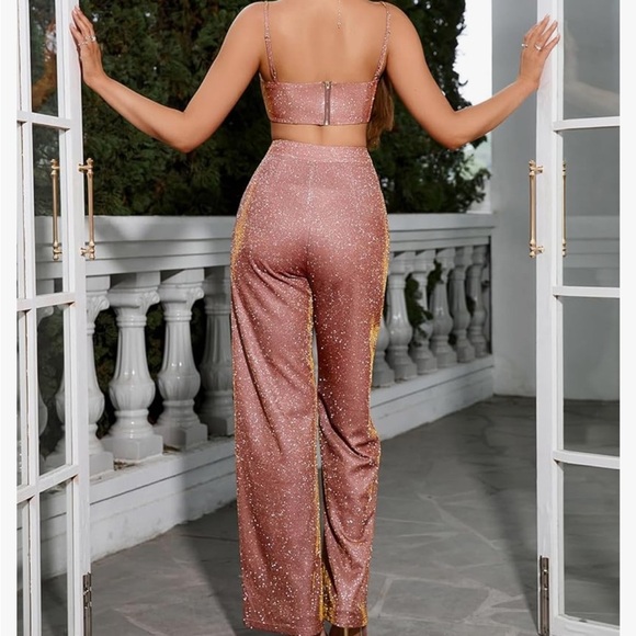 2 piece sparkle high waist wide leg outfit xl - Picture 2 of 6